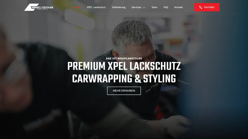 Aktueller Screenshot der Startseite von WrapCarstyles, Premium Car Wrapping
